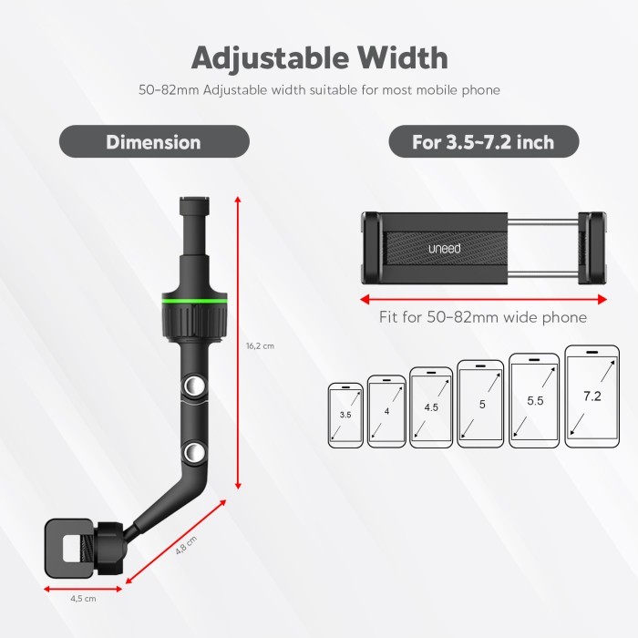 Uneed Car Phone Holder Rearview Mirror Adjustable Universal Holder