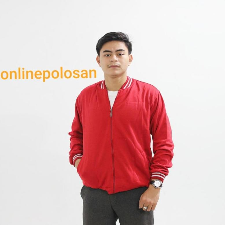 Jaket Varsity Modern Keren Baseball Merah Pull