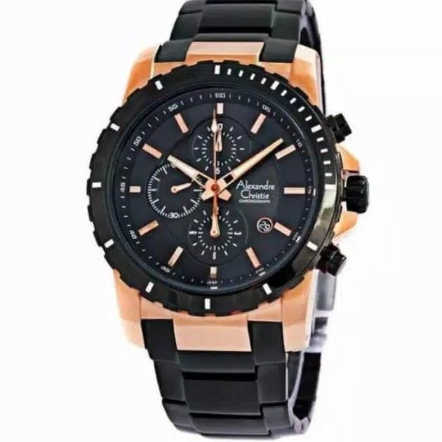 Best seller AC6141 AC 6141ROSEGOLD BLACK JAM TANGAN PRIA ORIGINAL
