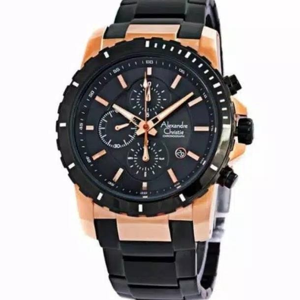JAM TANGAN PRIA ALEXANDRE CHRISTIE AC6141 AC 6141 BLACK ROSEGOLD