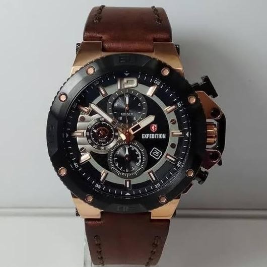 EXPEDITION E6751 E 6751 LEATHER ROSE GOLD JAM TANGAN PRIA ORIGINAL