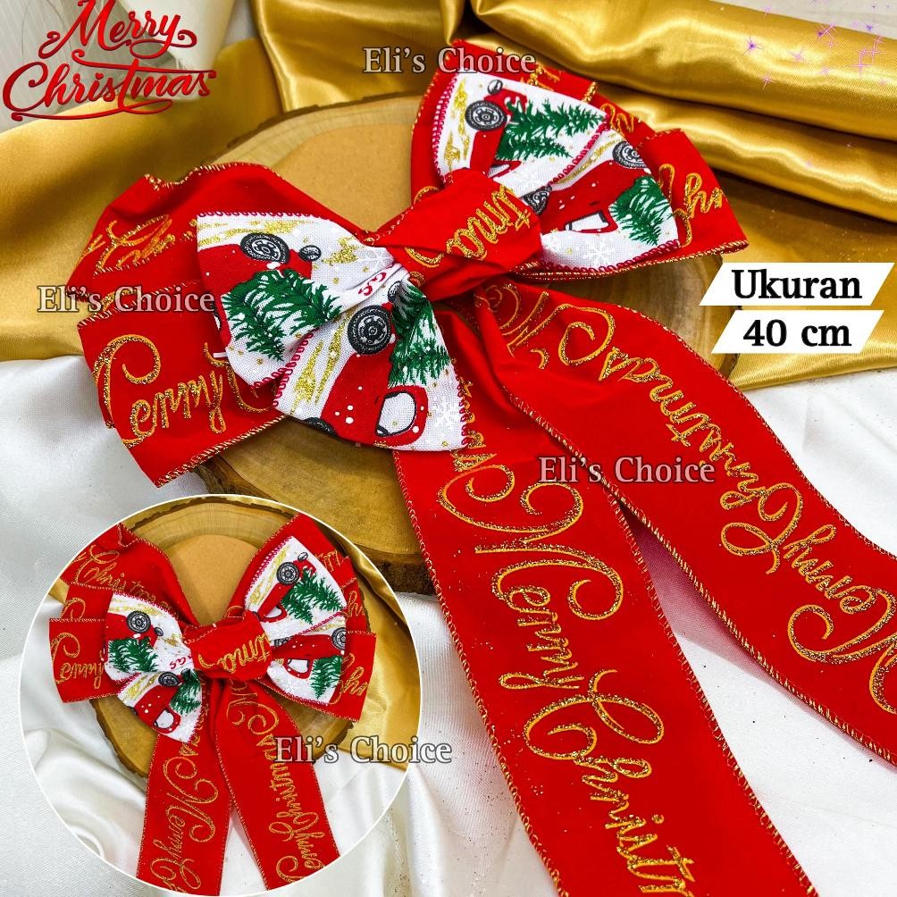 

PITA NATAL JUMBO / PITA JADI MERRY CHRISTMAS RIBBON / HIASAN DEKORASI AKSESORIS PITA NATAL MERAH