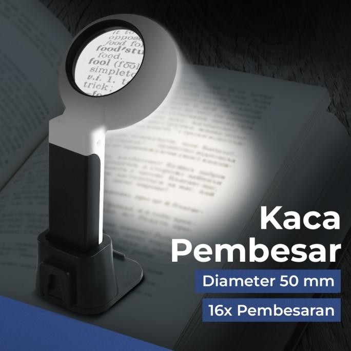 

BEBAS ONGKIR - NOF Kaca Pembesar Handheld Magnifying Glass Lup with 12 LED 50mm 16X