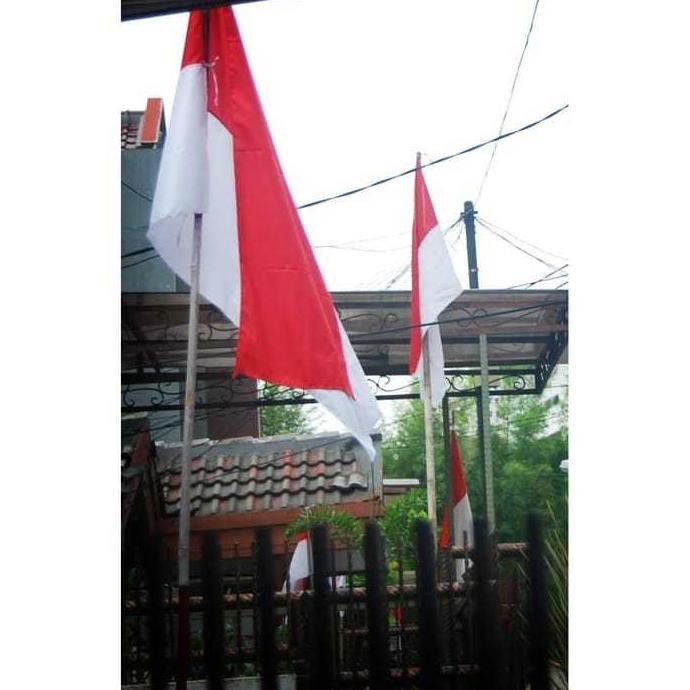Tiang Bendera Galvanis + 1 Bendera Merah putih / CCTV - Wifi - Tiang Antena Multi Fungsi u/ Perumaha