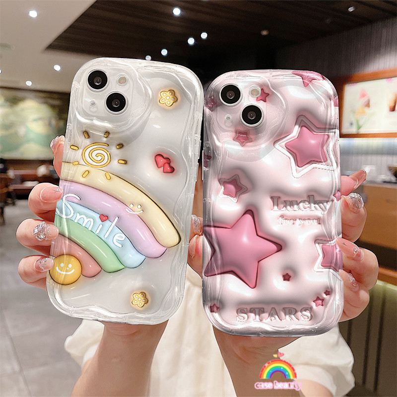 murah Casebeauty Soft Case Motif Bintang Pelangi Bertekstur Untuk VIVO Y20 Y22 Y16 Y91C Y15S Y17