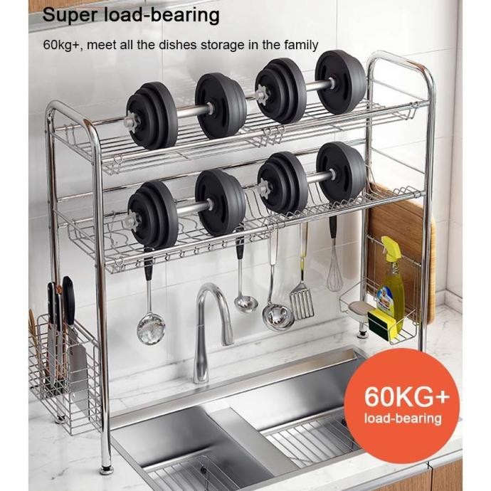 Rak wastafel cuci piring Stainless Steel Rak Dapur Rak Piring besar TS