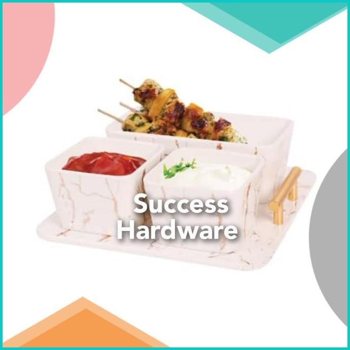 APPETITE SET 3 PCS MANGKUK SAJI DENGAN NAMPAN/SERVING BOWL GOLD MARBL