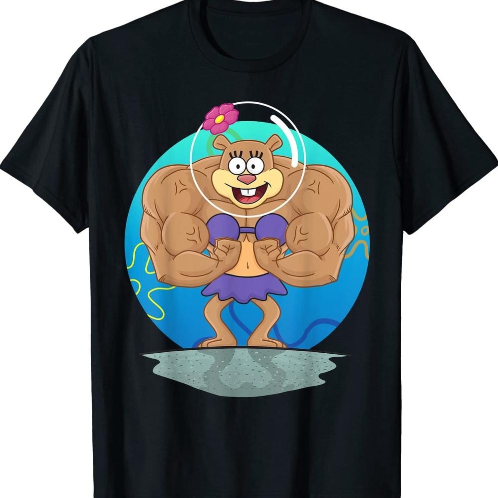 Kaos Spongebob Squarepants Sandy Cheeks Muscle T-Shirt Unisex Kaos Distro Kaos Branded Kaos Vintage 
