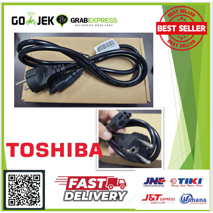 KABEL POWER LAPTOP TOSHIBA ORIGINAL 3 LUBANG TERBARU  PROMO