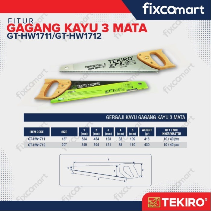 Tekiro Gergaji Kayu 2 Mata 18 Inch / Tekiro Gergaji Potong