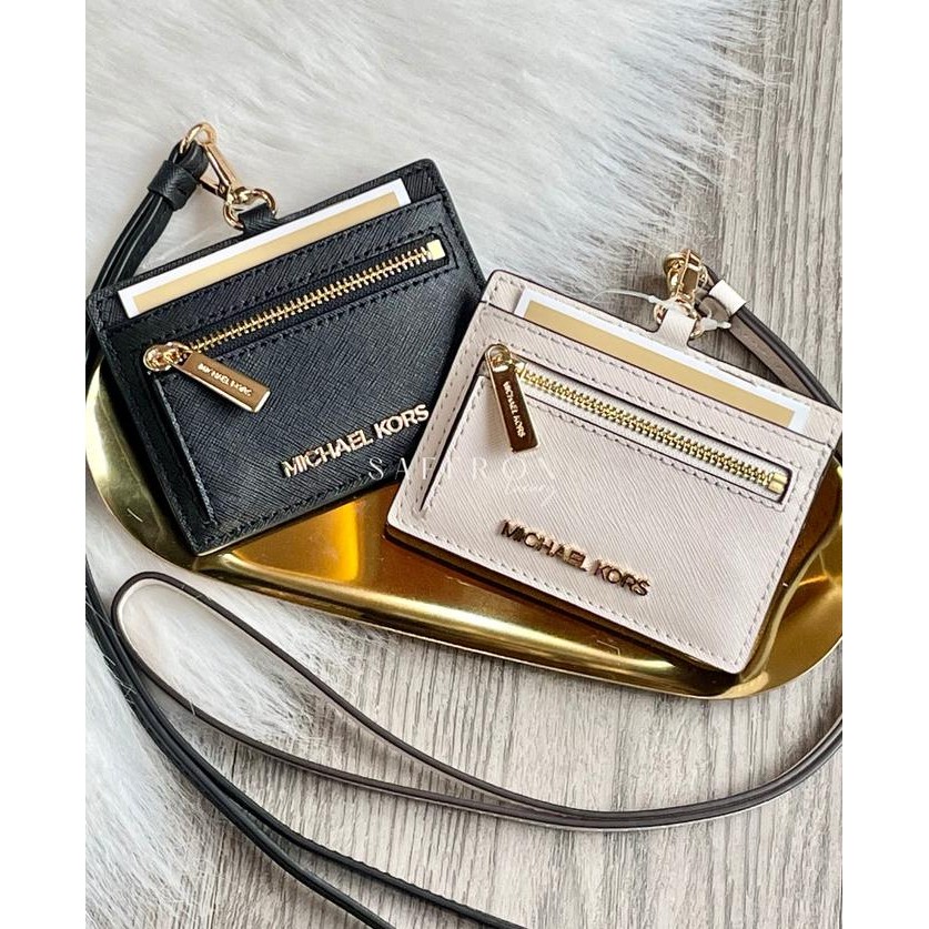 

TERMURAH - Michael Kors Jet Set Travel East West Id Card Case Lanyard Leather