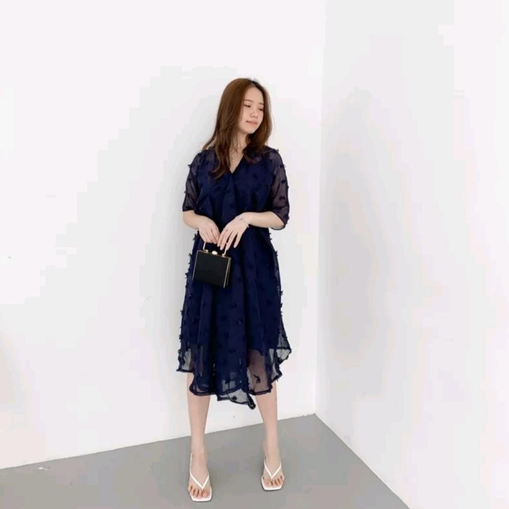 WTYU Mora Dress Free Inner Dress Brukat Baju Lebaran Idul Fitri Dress Kondangan Korean Dress Lengan 