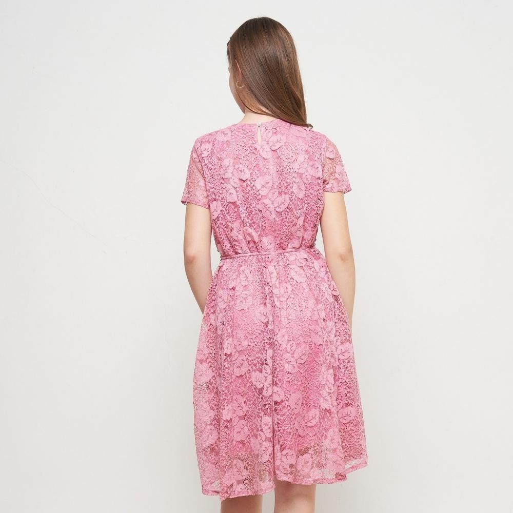 WTYU DRESS BROKAT PAYET MUTIARA SIMPEL ELEGANT KOREA STYLE MODERN / BAJU GAUN WANITA KRISTEN PESTA P