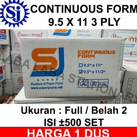 

TERMURAH - KERTAS CONTINUOUS FORM 3 PLY 9.5 X 11 SJ PAPER PRINT A4 / RANGKAP