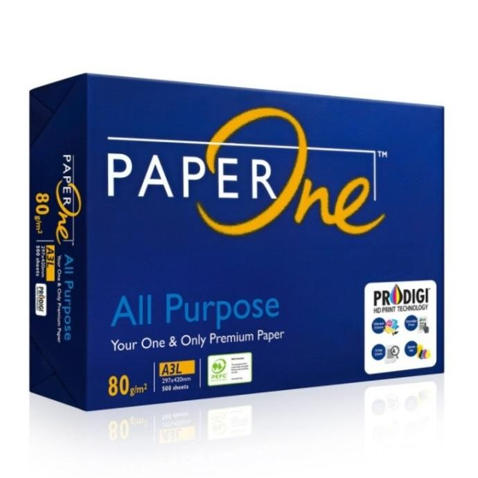 

BEBAS ONGKIR - KERTAS HVS A3 80 gram PAPER ONE / rim