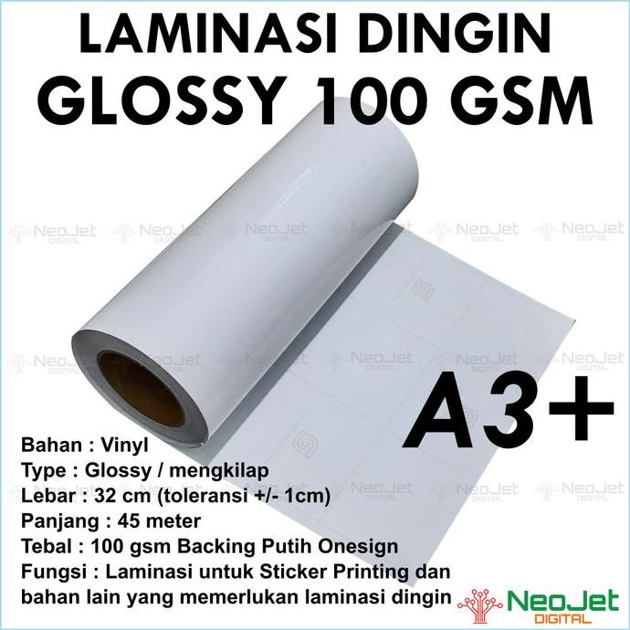 

BEBAS ONGKIR - Laminasi Dingin Glossy Mengkilap 100 gsm Tipis A3+ Roll 45m 45 meter