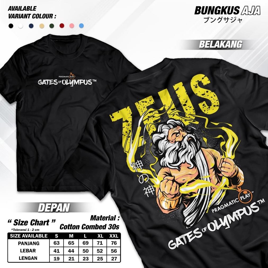 Kaos Zeus Gates Of Olympus Pragmatic Play T-Shirt Game Slot 1134
