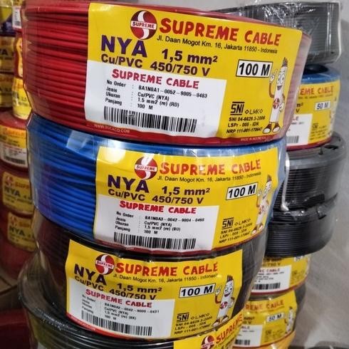 

TERSEDIA KABEL LISTRIK NYA 1 X 1.5MM SUPREME TUNGGAL ROLL (50M )