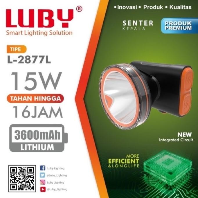 

TERSEDIA HEADLAMP LUBY LED L2877 SENTER KEPALA 15 WATT CAS ULANG