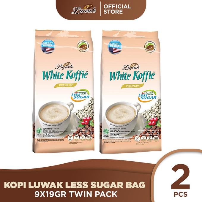 

HARGA DISKON Kopi Luwak White Koffie Less Sugar Bag 9x19gr Twin Pack