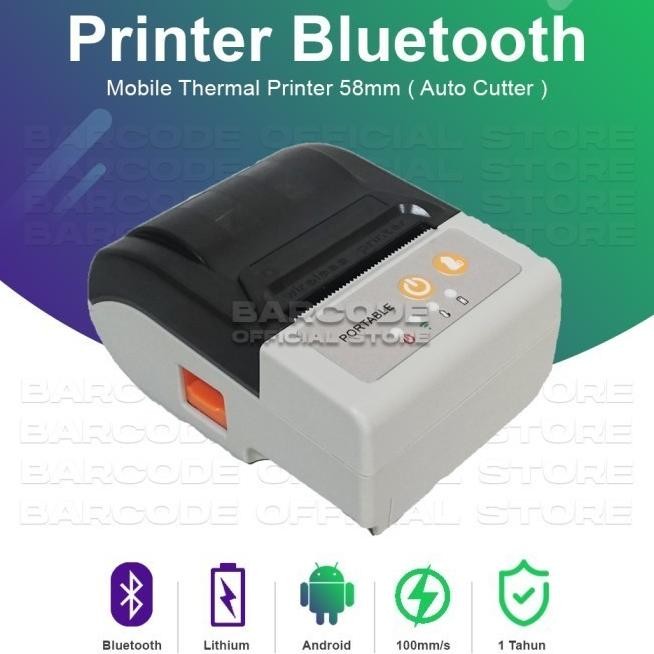 Receipt Printer Bluetooth Kassen Mt200A Struk Thermal 58Mm Auto Cutter