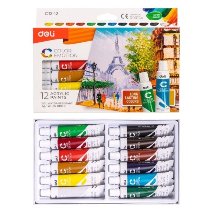 

Deli EC12-12 Acrylic Paint / Cat Akrilik 12 Warna, Kemasan Kotak 12ml