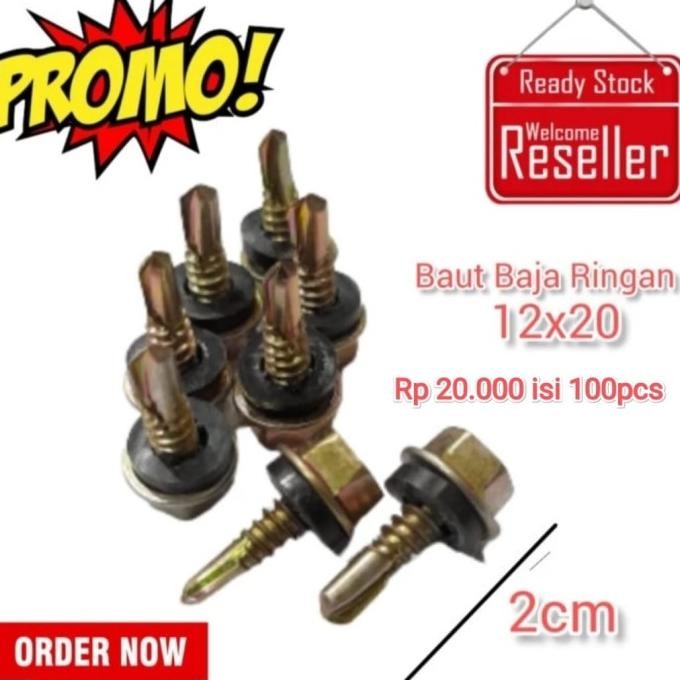 Sekrup Skrup Roofing 2cm 12x20/5cm 12x50 Baut Baja ringan