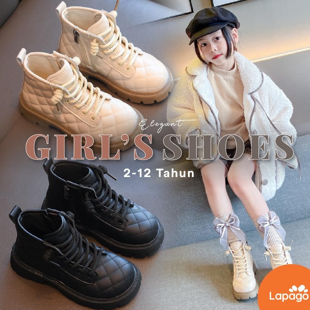 Sepatu Sekolah Anak Perempuan Gumiho - Boots Casual Elegant Import Usia 2 - 12 Tahun Type Mdv Sepatu