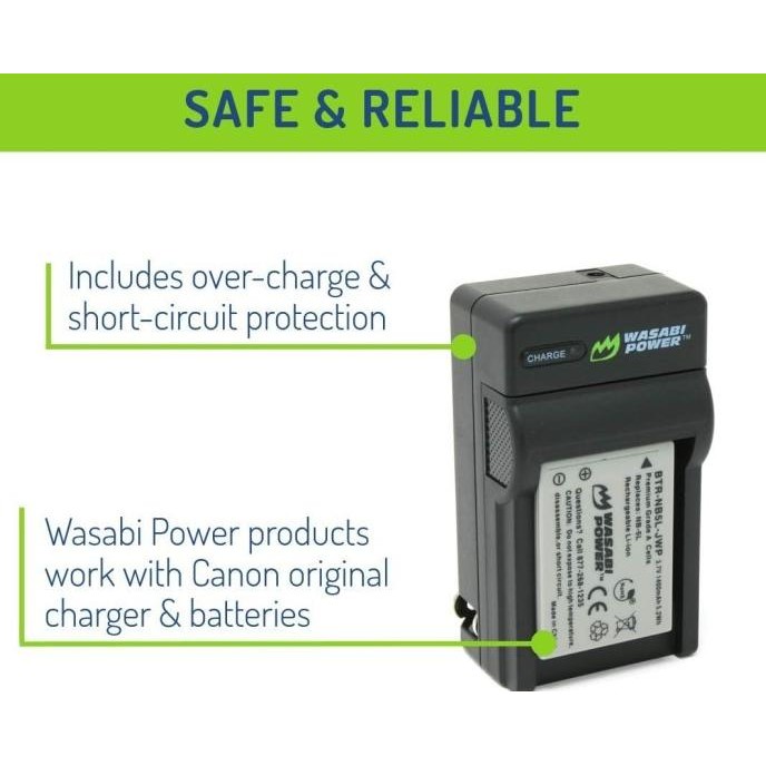 WASABI POWER BATTERY & CHARGER FOR CANON NB-5L NB5L POWERSHOT S100 S110 SD700 SD790 SD800 SD850 SD87