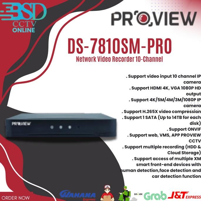 NVR 10 CHANNEL PROVIEW DS-7810SM-PRO 1611T