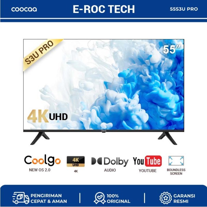 COOCAA 55 inch Smart TV - Digital TV - 4K UHD - WIFI (COOCAA 55S3U)