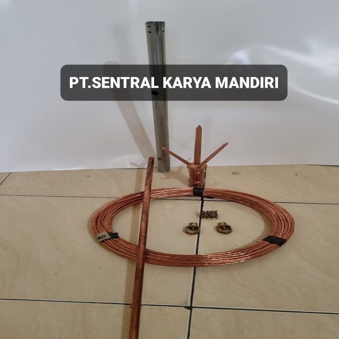 Penangkal Petir 1Tombak Trisula +20M Kabel Anti Petir Tinggal Pasang Harga Promo