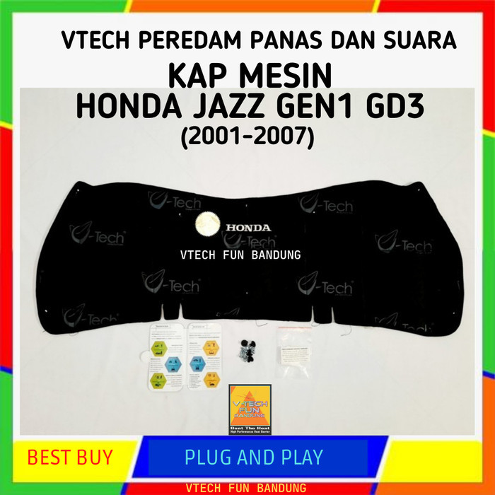 Terbaru Peredam Panas Dan Suara Kap Mesin Honda Jazz Gd3 I-Dsi 2005 Hitam