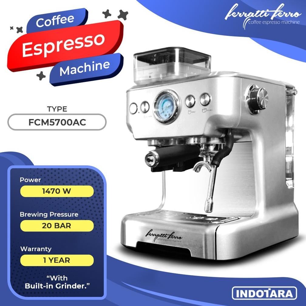 Ndala Mesin Kopi Espresso Dengan Grinder Kopi Ferratti Ferro Fcm5700Ac