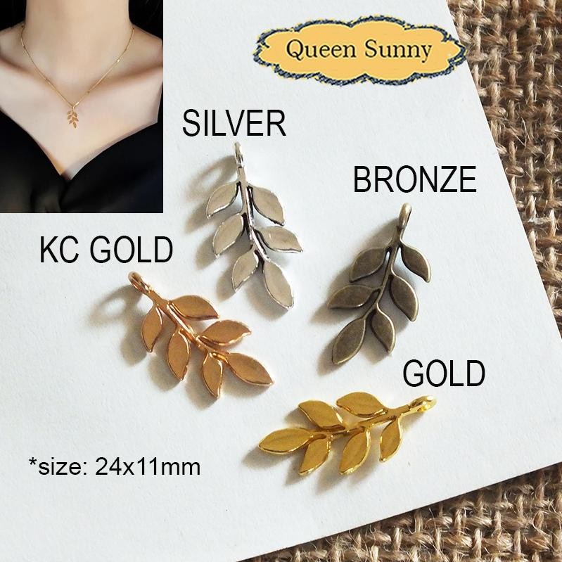 1pc Charm Liontin Daun Solid Tebal Bandul Kalung Anting-Anting Pendant Perhiasan Manik Jewelry Akses