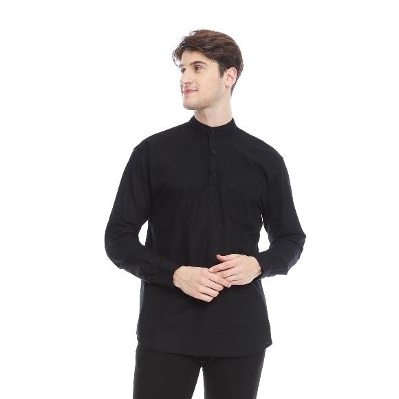 Kemeja Koko Hitam | Kemeja Koko Pria Lengan Panjang | Koko Pria Dewasa Slimfit