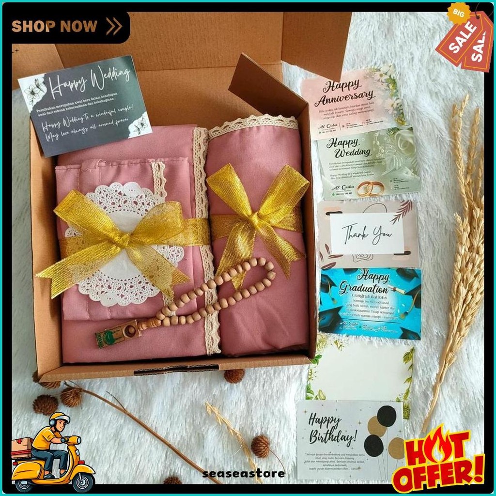 

Hampers Kado Mukena Untuk Orang Tersayang / Hampers Kado Lebaran / Hampers Kado Ulang Tahun Kekasih / Kado Graduation/Kado Pernikahan/Kado Ulang Tahun/Kado Anniversary (Lagi Diskon)