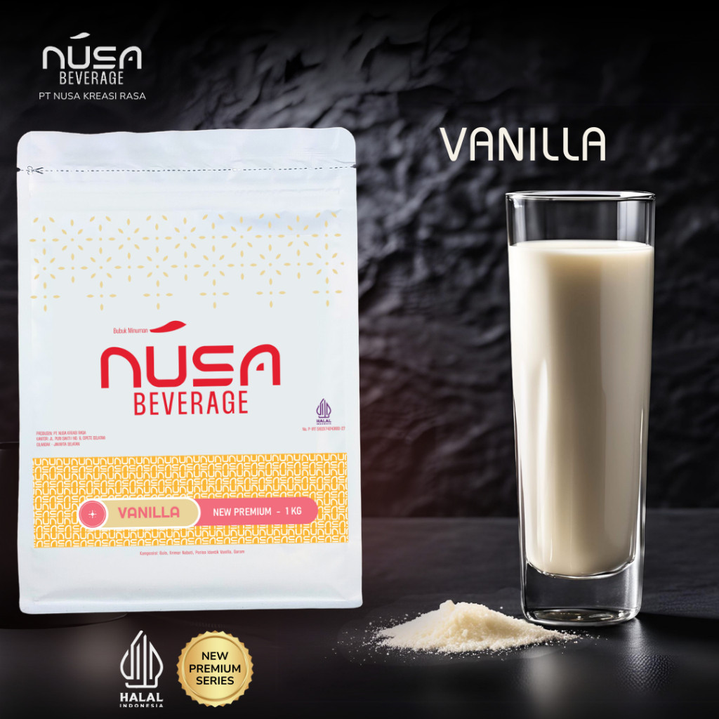 

NUSA BEVERAGE Vanilla Premix Powder 1Kg Untuk Bisnis Coffee Shop & Bar & Lounge