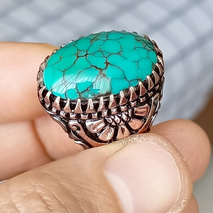 

Farizal - Batu Pirus Natural Hijau Pupus Urat Merah No Giok Burma Persia Mesir