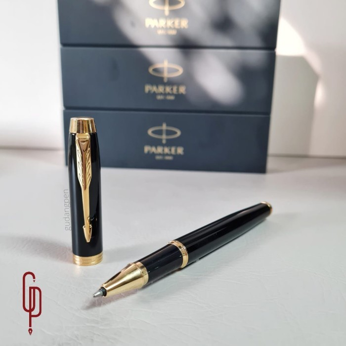 

Ready Pulpen Parker IM Black Gold Trim GT Roller Ball RB Original