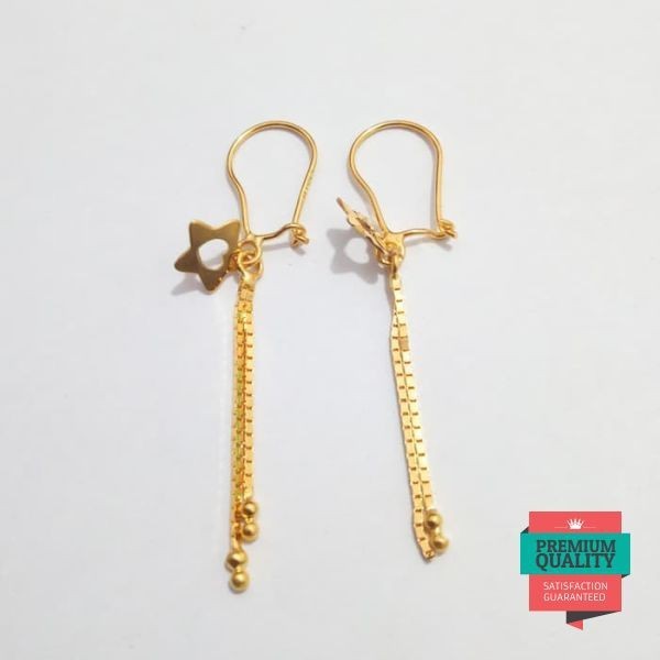 Promo Anting panjang model bintang emas asli kadar 875 Keren