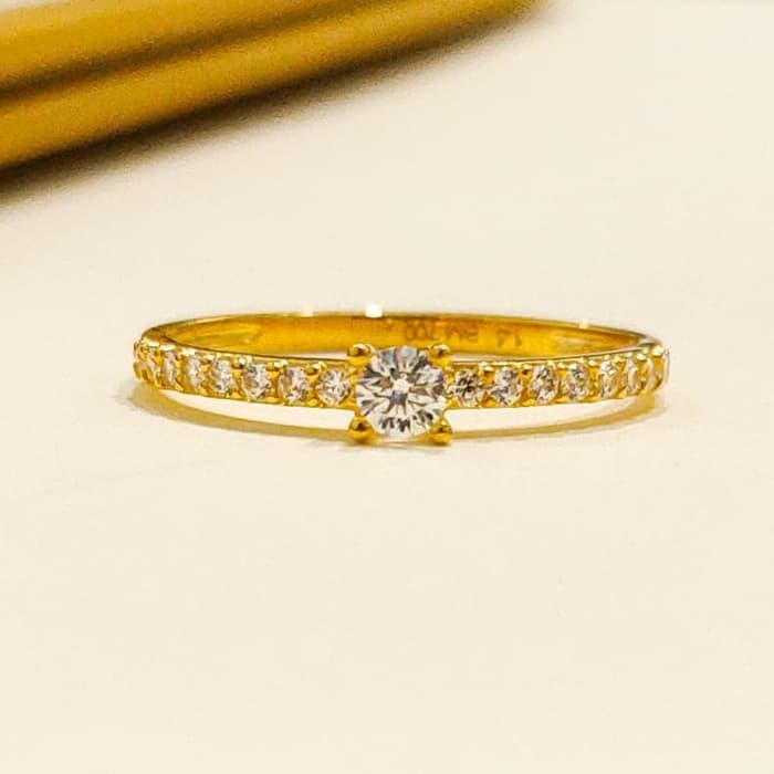 Promo Cincin wanita model baris elegan simple minimalis emas asli Elegan