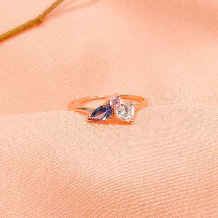 Murah Cincin UBS rainbow warna rosegold elegant emas asli Keren