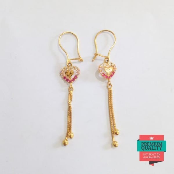 Terlaris Anting wanita remaja model love panjang Elegan