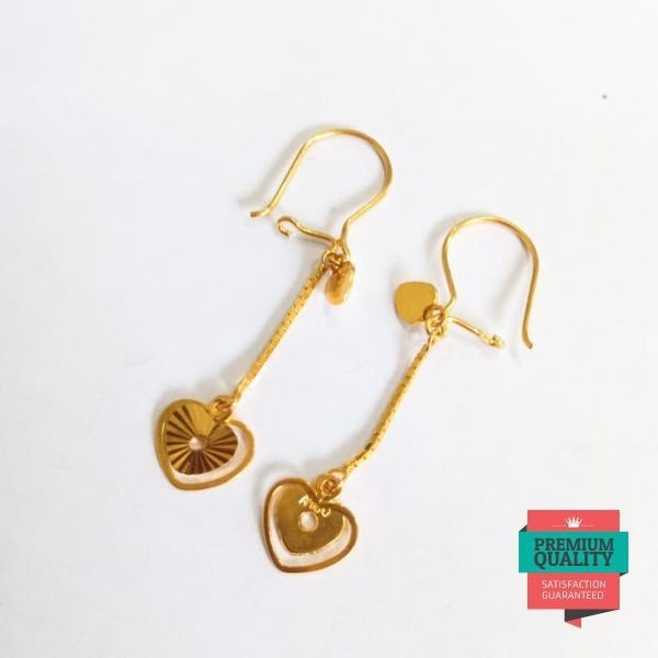 Murah Anting Love panjang elegant emas asli Elegan