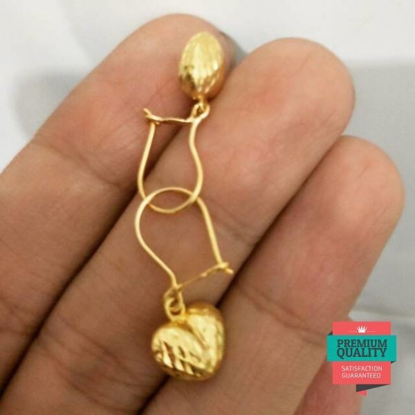 Terlaris Anting emas asli kadar 700 model hati full Elegan
