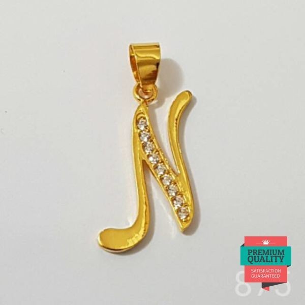 Grosir liontin emas asli kadar 875 huruf n zirkon Elegan