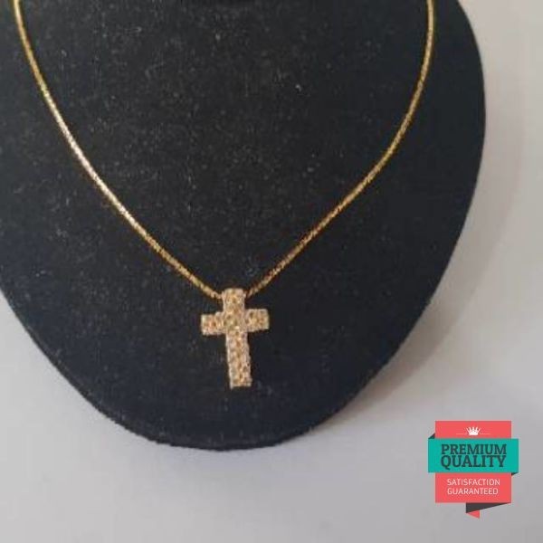 Grosir terbaru....kalung Liontin salib emas asli kadar 875 permata Keren
