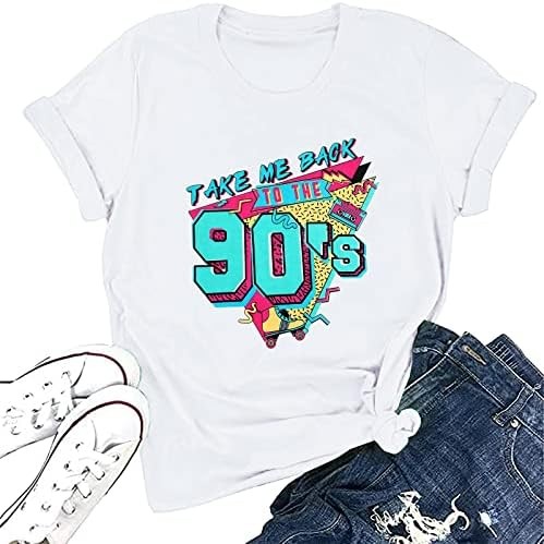 Pakaian 90-an untuk Wanita Bawa Aku Kembali ke Tahun 90-an Kemeja Vintage Neon Crew Neck Tops Tee un