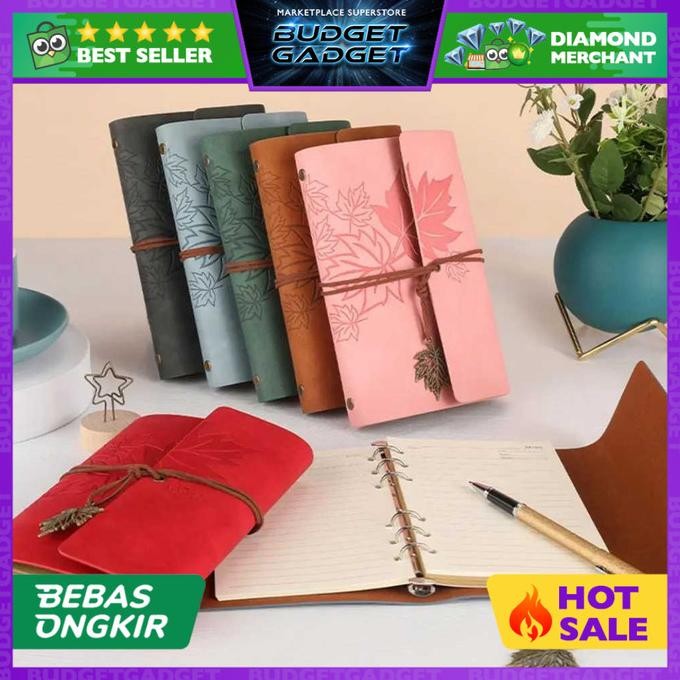 

Buku Catatan Harian Binder Kulit Retro Maple Leaf Gift Souvenir Notes